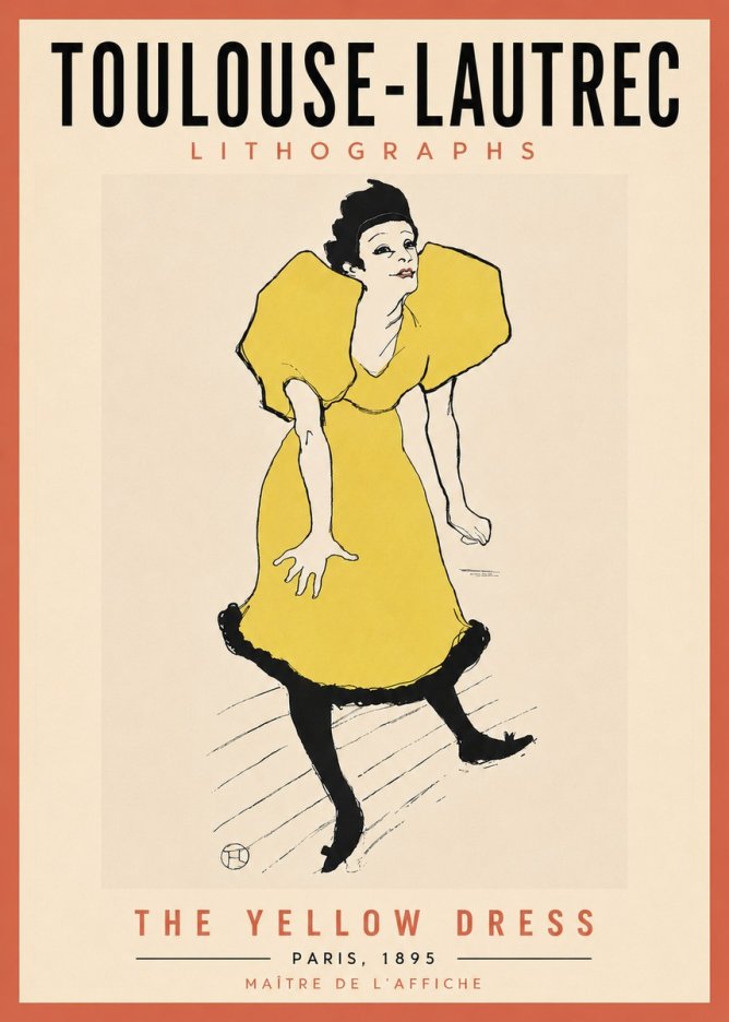 Toulouse-Lautrec The Yellow Dress No6 - Poszter