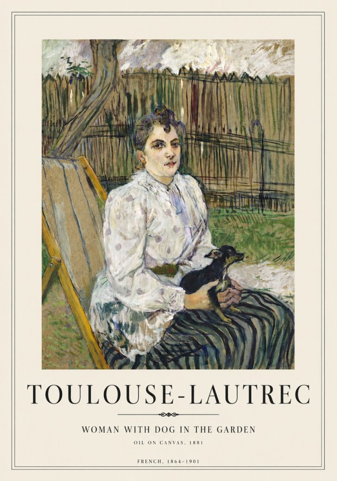 Toulouse-Lautrec Woman with Dog in the Garden No4 - Poszter