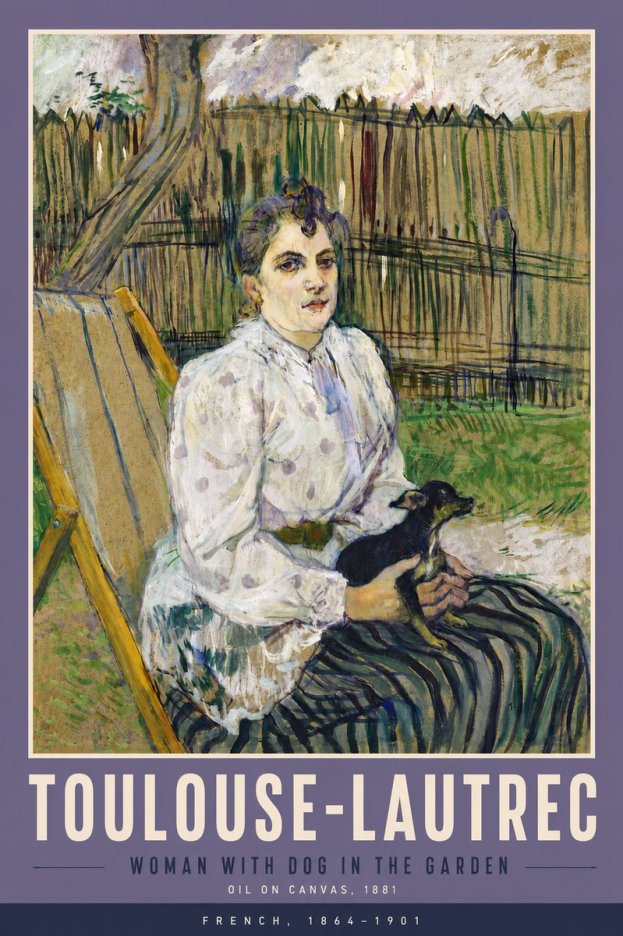 Toulouse-Lautrec Woman with Dog in the Garden No5 - Poszter
