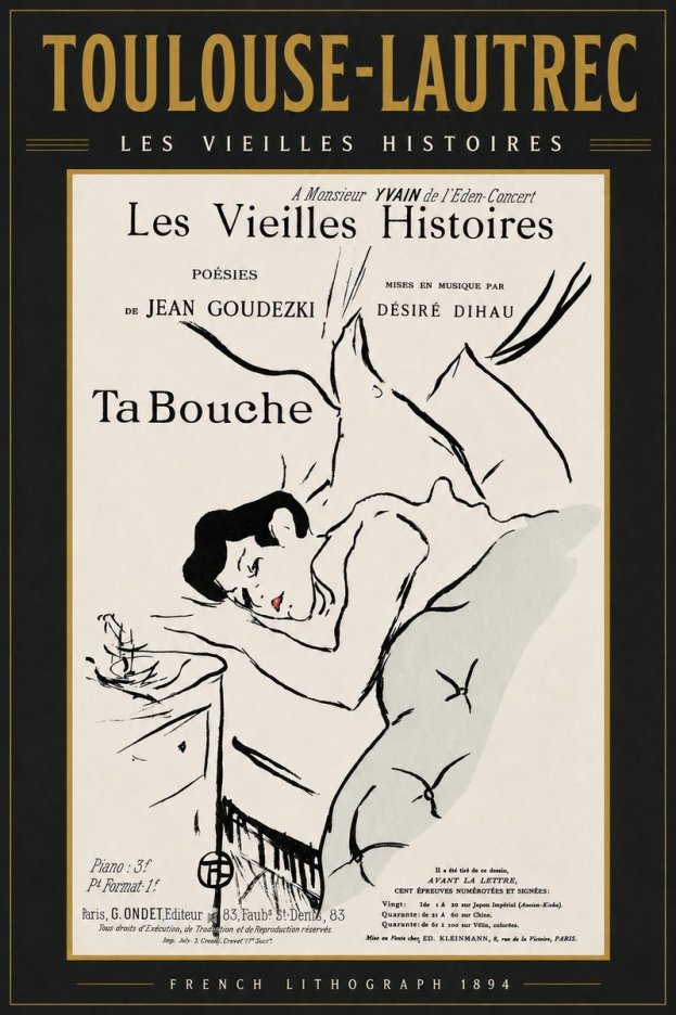 Toulouse-Lautrec Les Vieilles Histoires - Ta Bouche No3 - Poszter