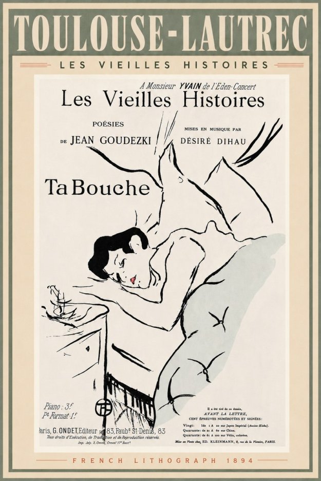Toulouse-Lautrec Les Vieilles Histoires - Ta Bouche No5 - Poszter