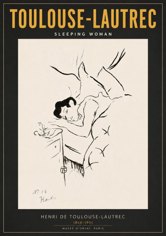 Toulouse-Lautrec Sleeping Woman No6 - Poszter