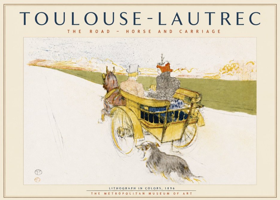 Toulouse-Lautrec The Road - Horse and Carriage No3 - Poszter