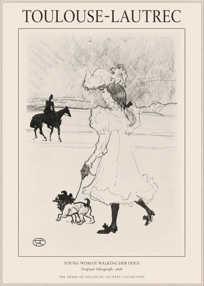 Toulouse-Lautrec Young Woman Walking Her Dogs No1 - Poszter