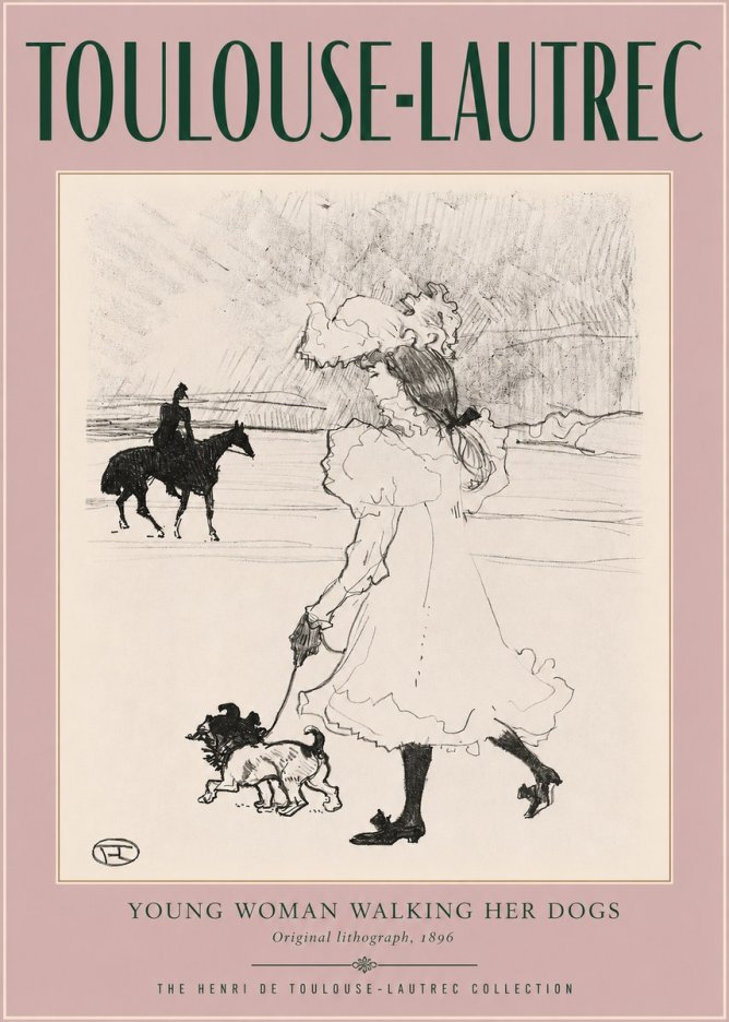 Toulouse-Lautrec Young Woman Walking Her Dogs No2 - Poszter