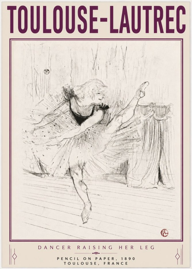 Toulouse-Lautrec Dancer Raising Her Leg No4 - Poszter