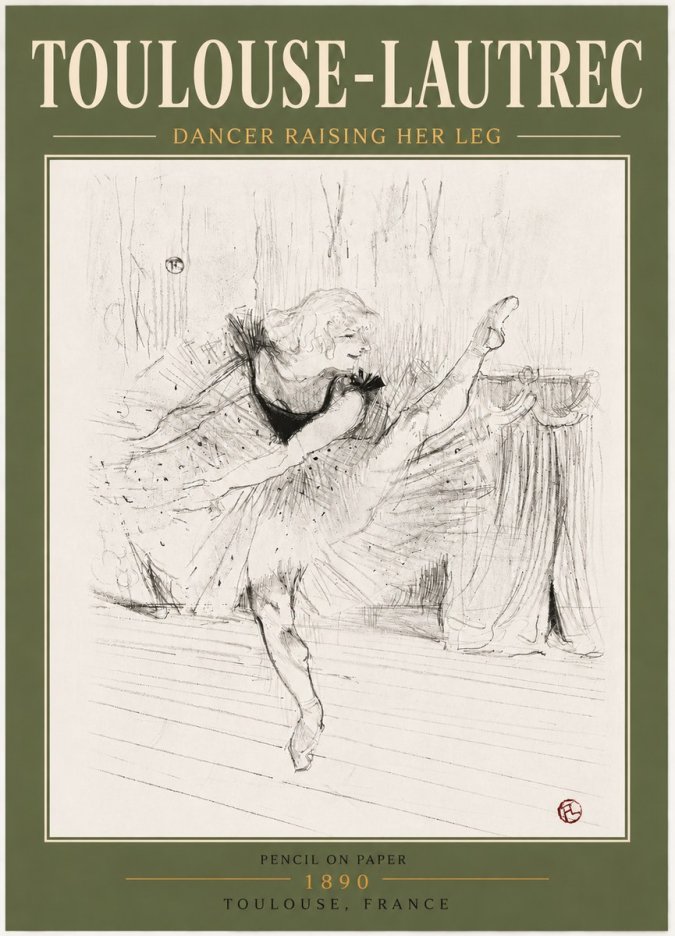 Toulouse-Lautrec Dancer Raising Her Leg No5 - Poszter