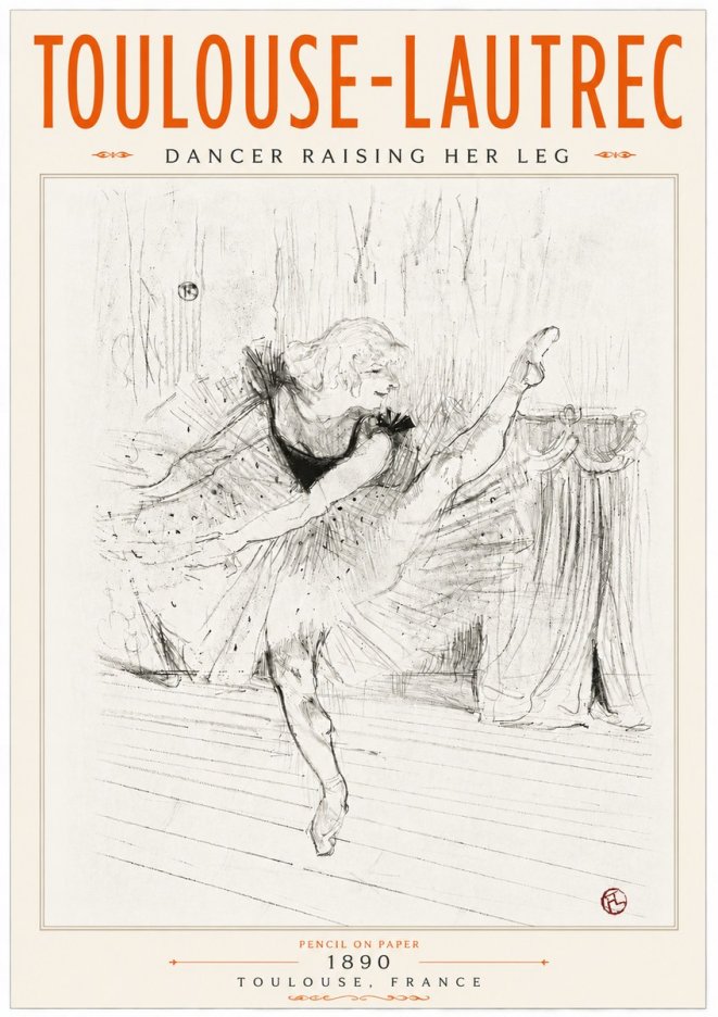 Toulouse-Lautrec Dancer Raising Her Leg No6 - Poszter