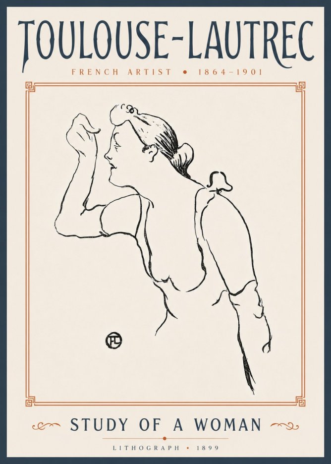 Toulouse-Lautrec Study of a Woman II No6 - Poszter