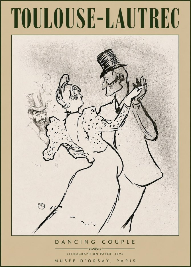 Toulouse-Lautrec Dancing Couple No6 - Poszter