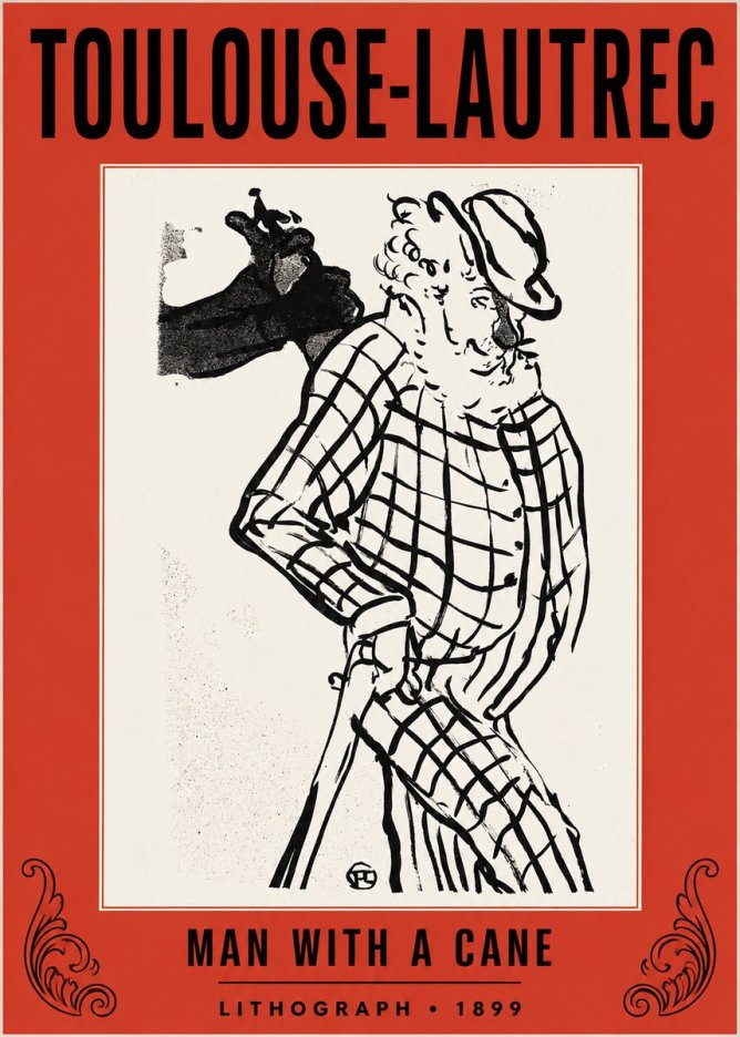 Toulouse-Lautrec Man with a Cane No2 - Poszter