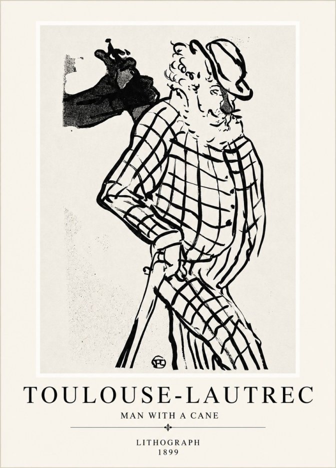 Toulouse-Lautrec Man with a Cane No4 - Poszter