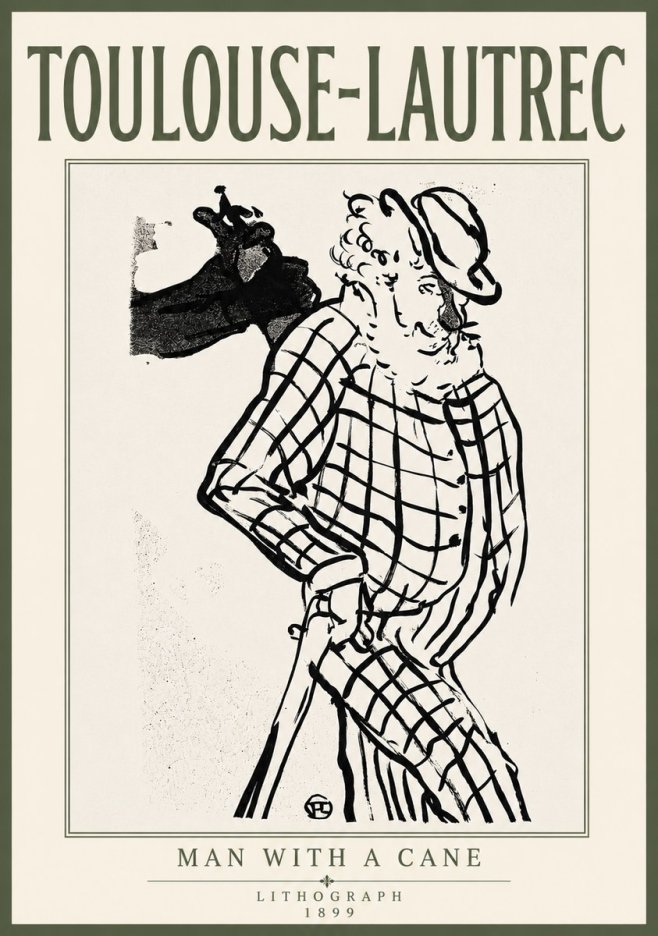 Toulouse-Lautrec Man with a Cane No6 - Poszter