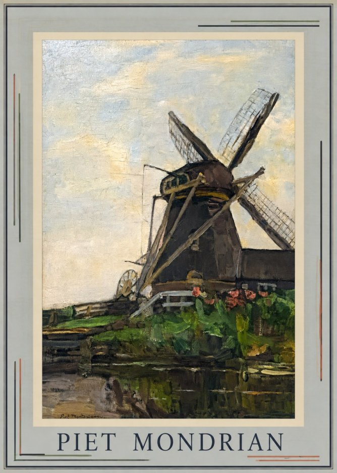 Piet Mondrian Windmill by the Water I No1 - Poszter