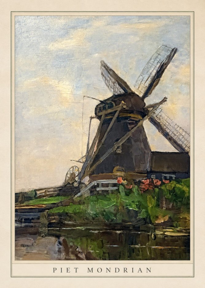 Piet Mondrian Windmill by the Water I No4 - Poszter