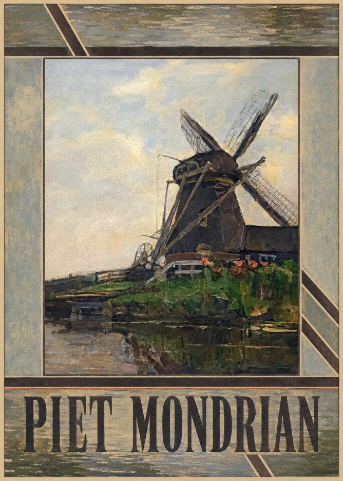 Piet Mondrian Windmill by the Water I No5 - Poszter