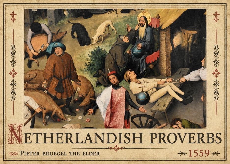 Pieter Bruegel Netherlandish Proverbs IV No2 - Poszter