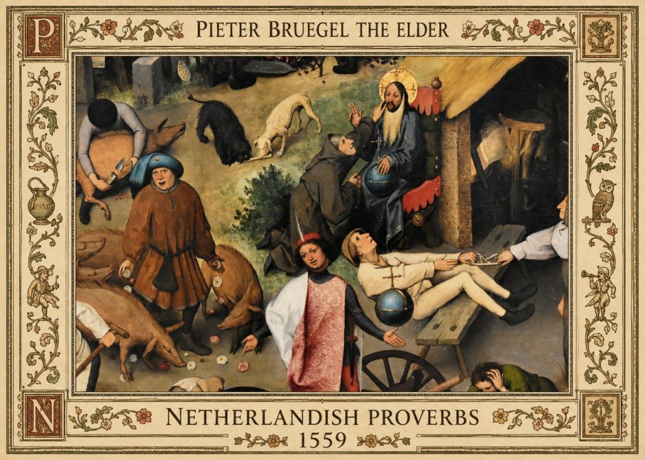 Pieter Bruegel Netherlandish Proverbs IV No5 - Poszter