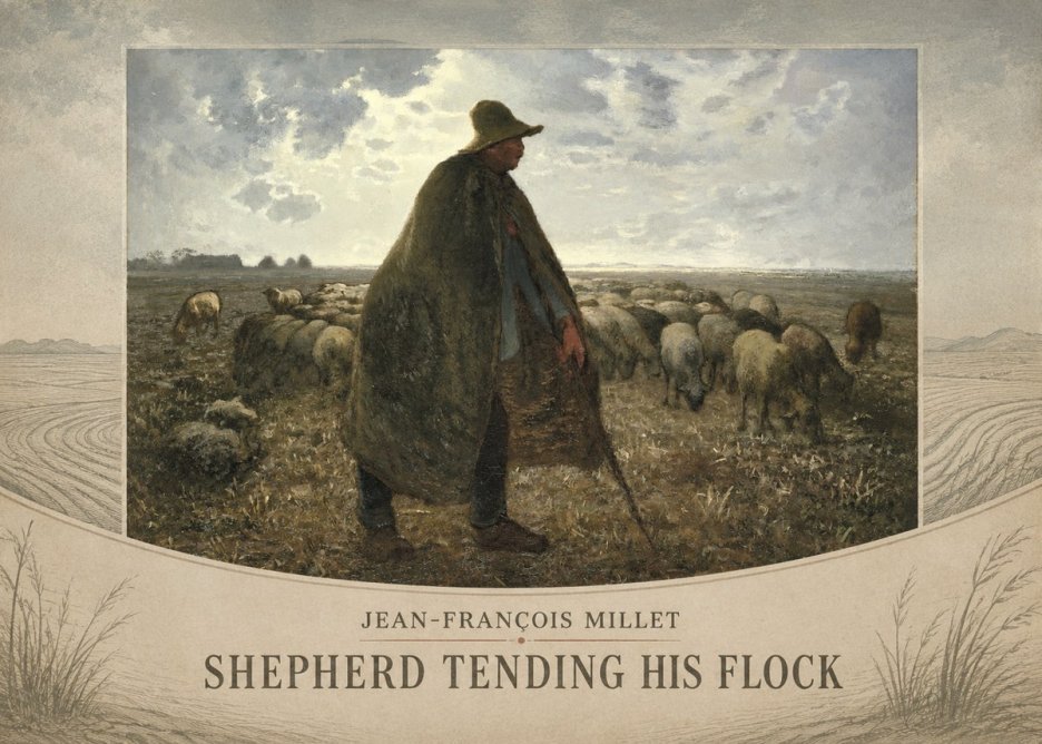 Jean-François Millet Shepherd Tending His Flock No3 - Poszter