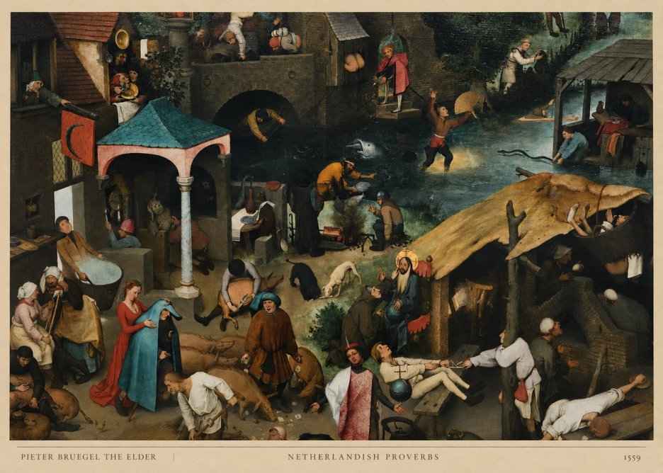 Pieter Bruegel Netherlandish Proverbs V No6 - Poszter