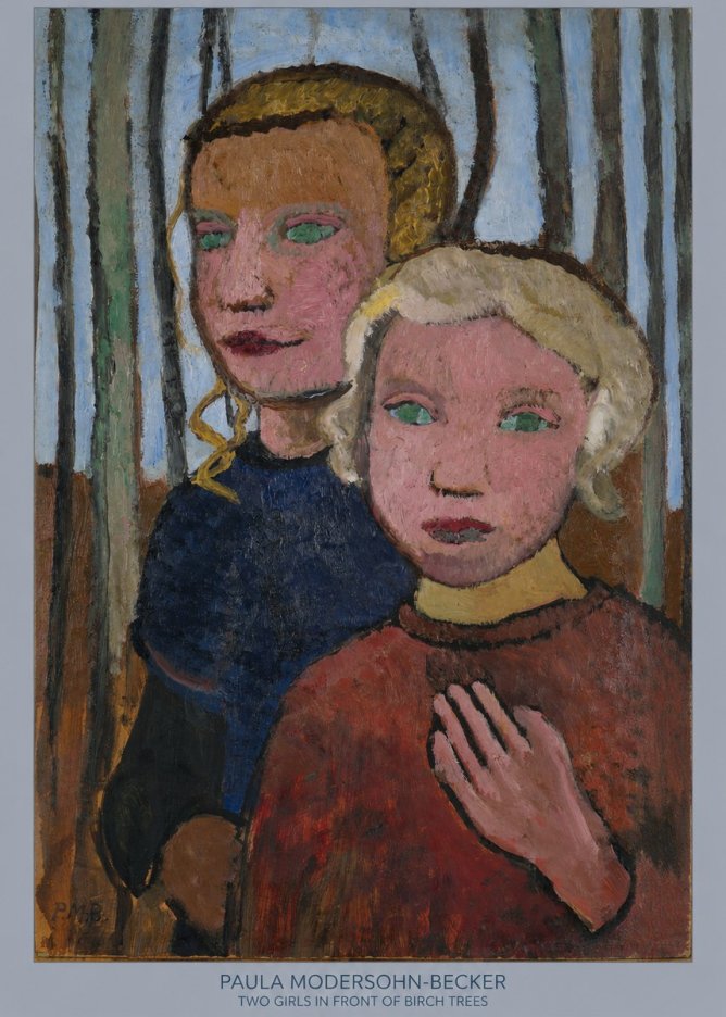 Paula Modersohn-Becker Two Girls in Front of Birch Trees No6 - Poszter