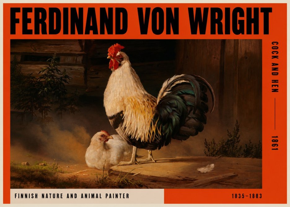 Ferdinand von Wright Cock and Hen No2 - Poszter