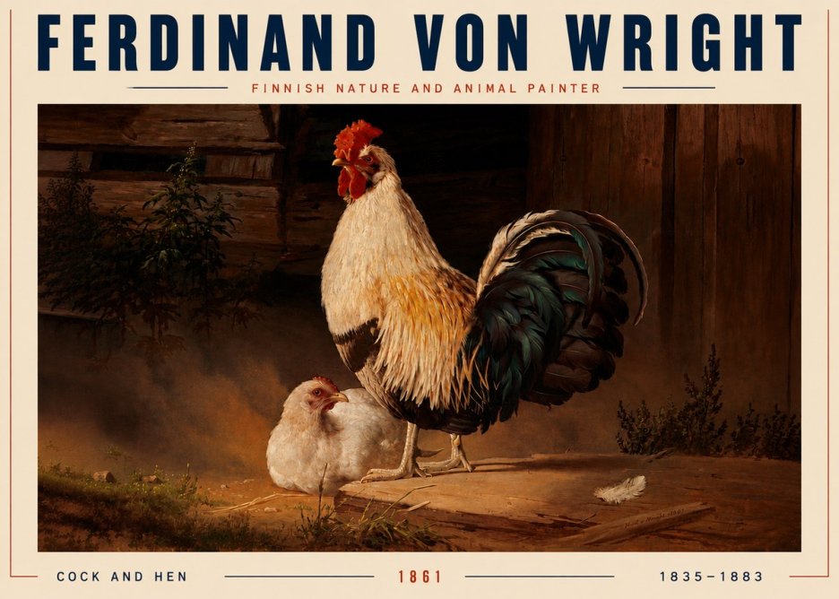 Ferdinand von Wright Cock and Hen No4 - Poszter