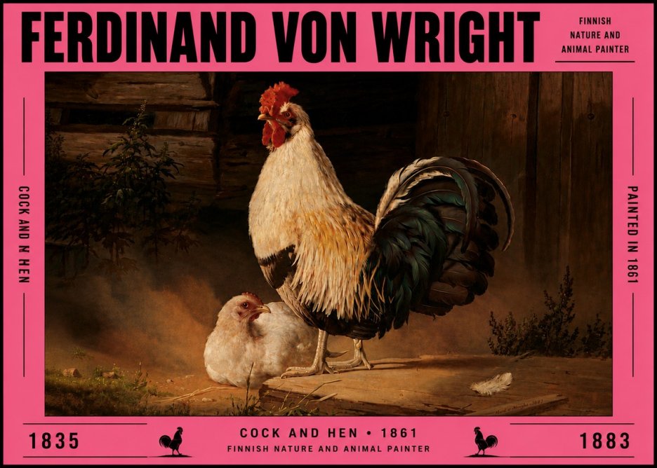 Ferdinand von Wright Cock and Hen No5 - Poszter