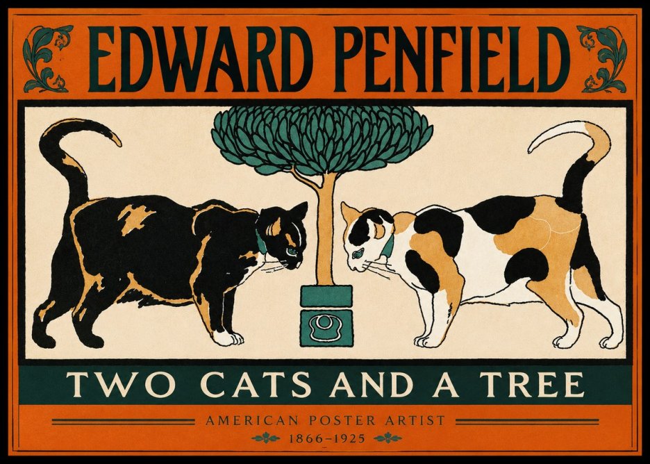Edward Penfield Two Cats and a Tree No2 - Poszter