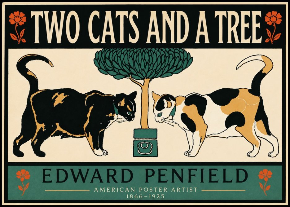 Edward Penfield Two Cats and a Tree No5 - Poszter