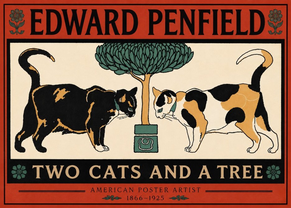 Edward Penfield Two Cats and a Tree No6 - Poszter