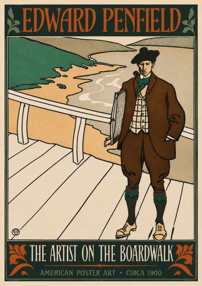 Edward Penfield The Artist on the Boardwalk No4 - Poszter