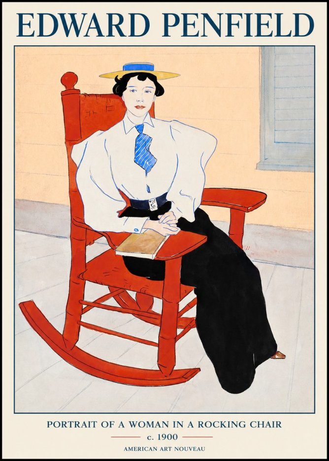Edward Penfield Portrait of a Woman in a Rocking Chair No1 - Poszter