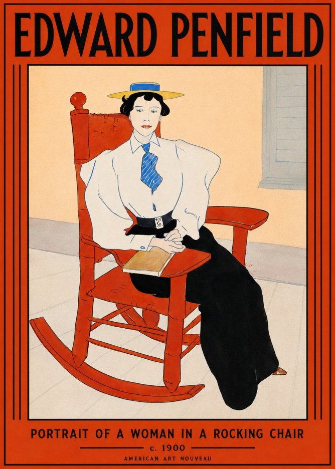 Edward Penfield Portrait of a Woman in a Rocking Chair No2 - Poszter