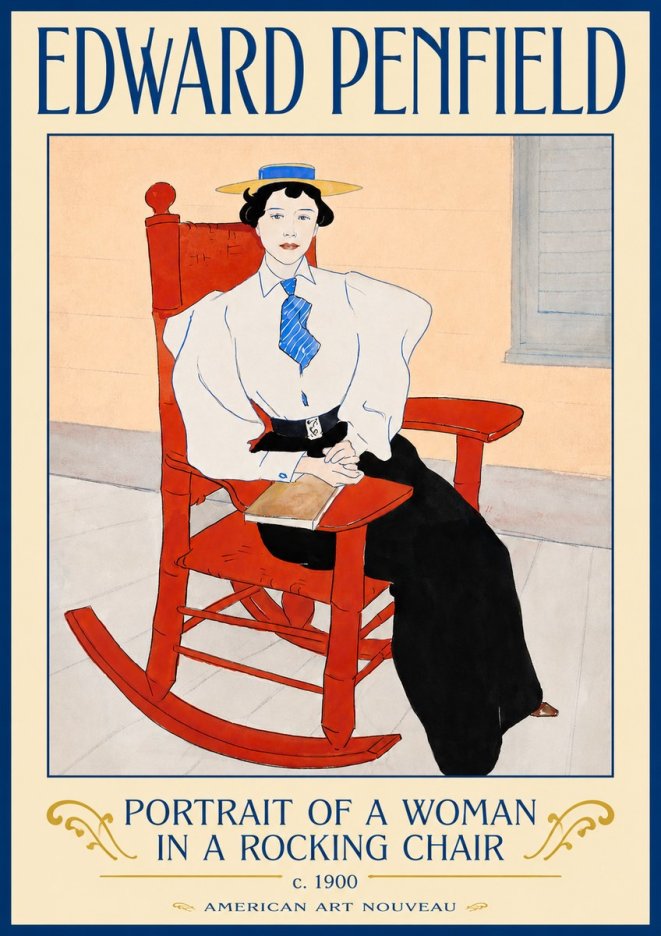 Edward Penfield Portrait of a Woman in a Rocking Chair No3 - Poszter