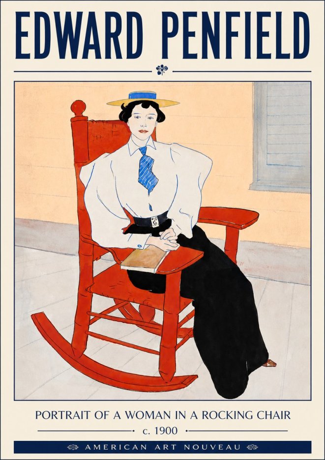 Edward Penfield Portrait of a Woman in a Rocking Chair No4 - Poszter