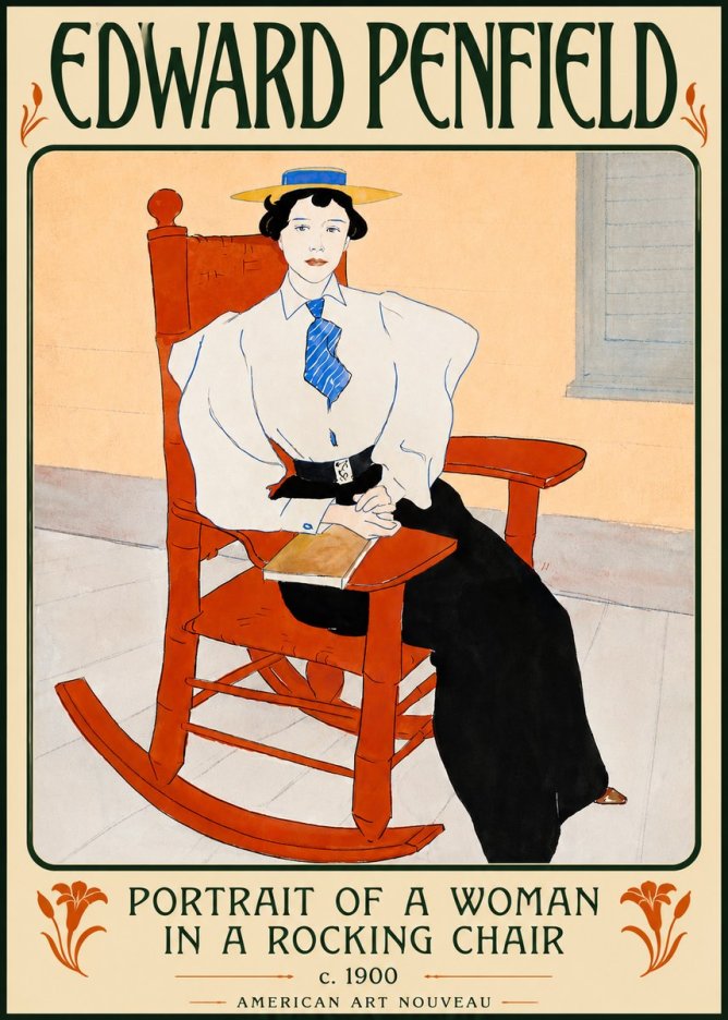 Edward Penfield Portrait of a Woman in a Rocking Chair No5 - Poszter