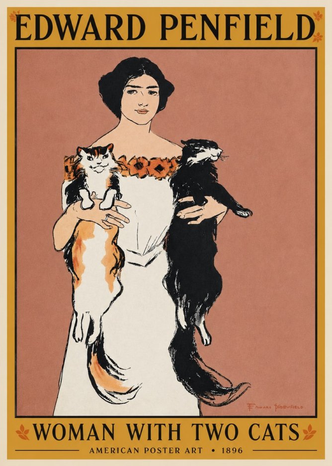 Edward Penfield Woman with Two Cats No3 - Poszter