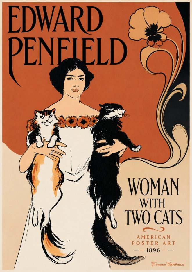 Edward Penfield Woman with Two Cats No6 - Poszter