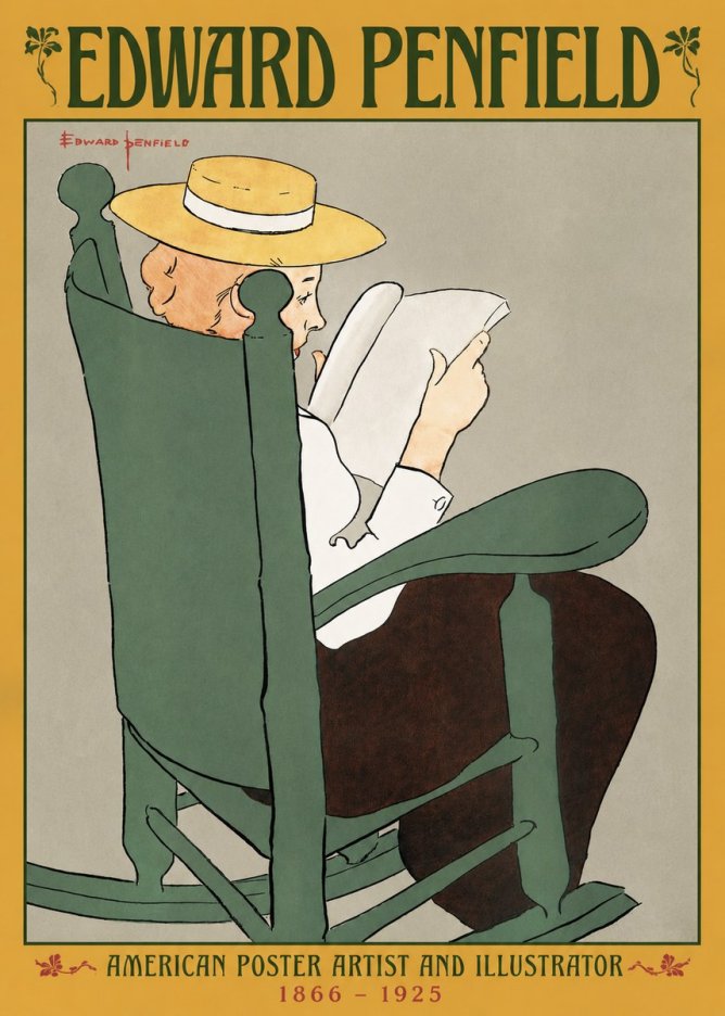 Edward Penfield Reading Woman in a Rocking Chair No3 - Poszter