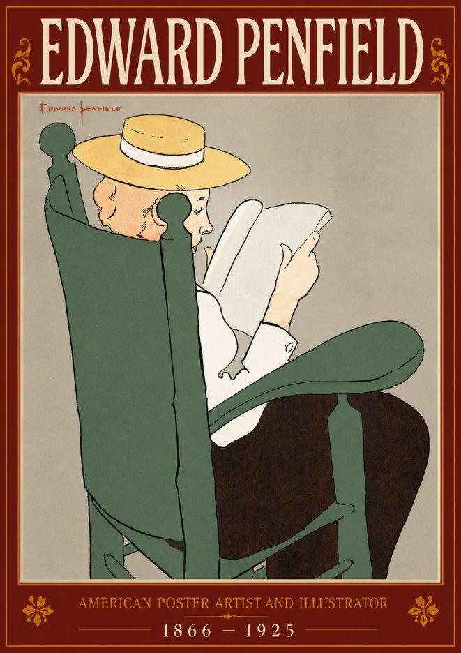 Edward Penfield Reading Woman in a Rocking Chair No6 - Poszter