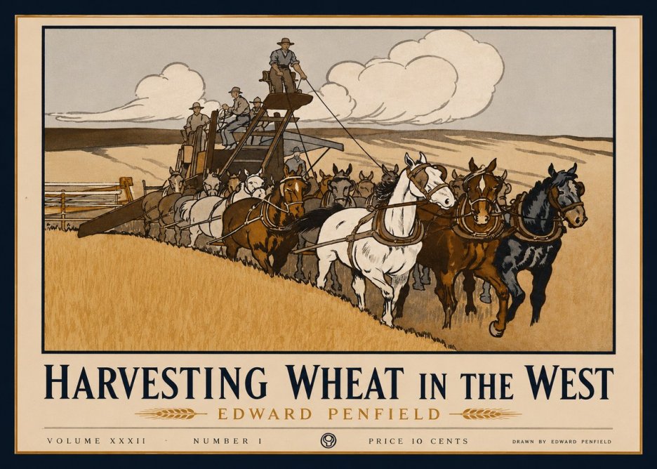 Edward Penfield Harvesting Wheat in the West No1 - Poszter