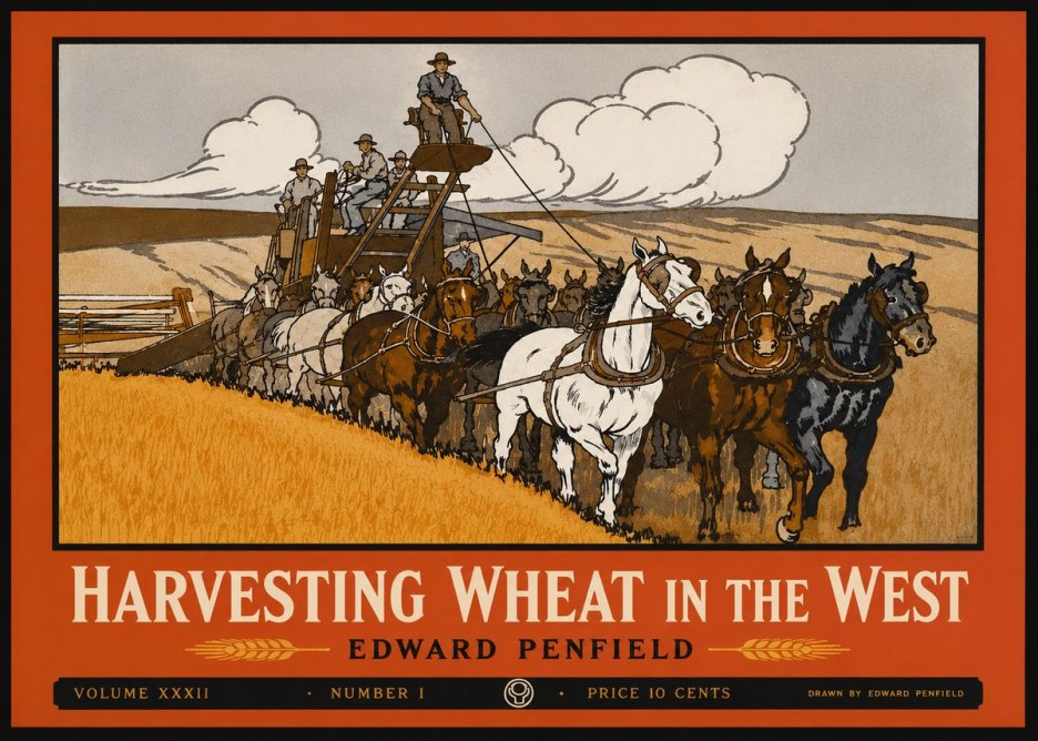 Edward Penfield Harvesting Wheat in the West No2 - Poszter