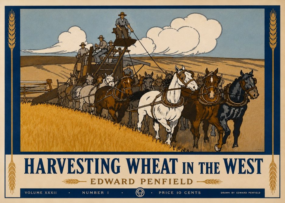 Edward Penfield Harvesting Wheat in the West No3 - Poszter