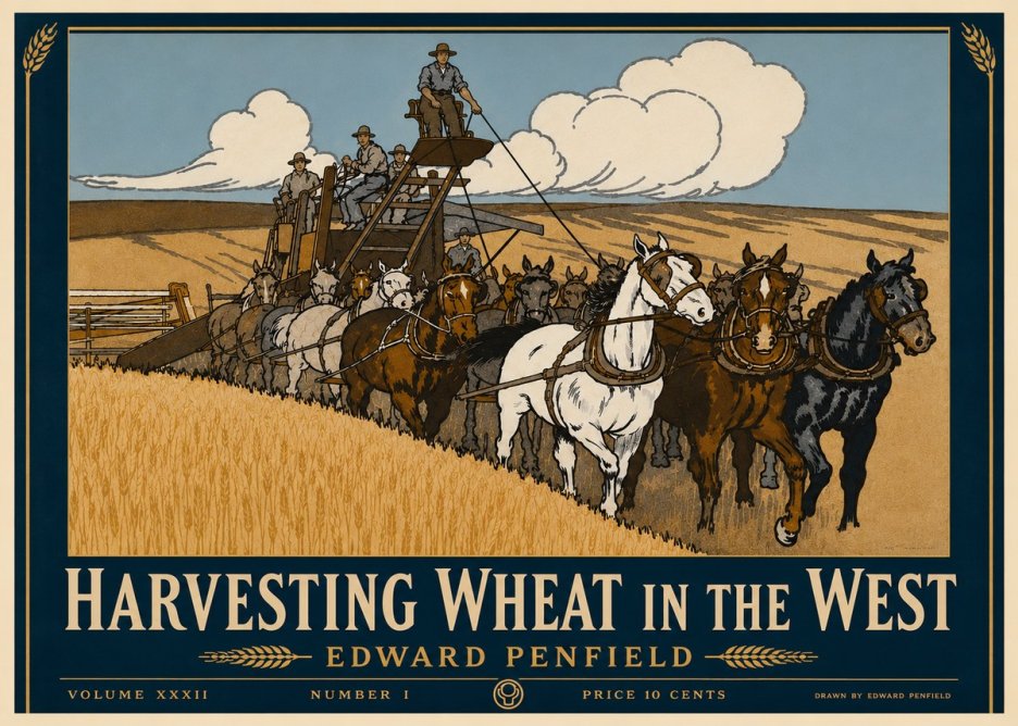Edward Penfield Harvesting Wheat in the West No4 - Poszter