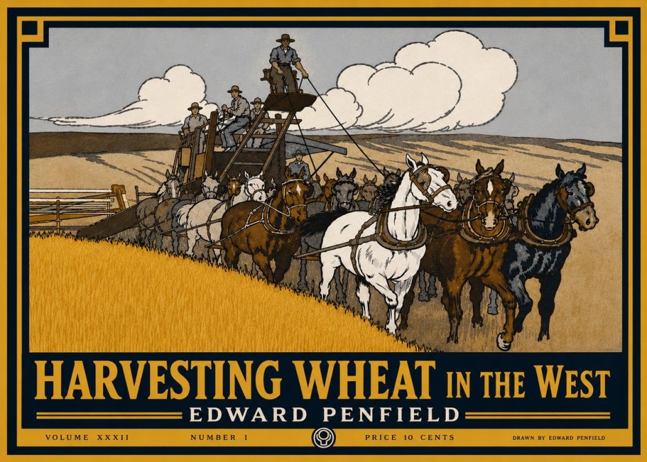 Edward Penfield Harvesting Wheat in the West No5 - Poszter