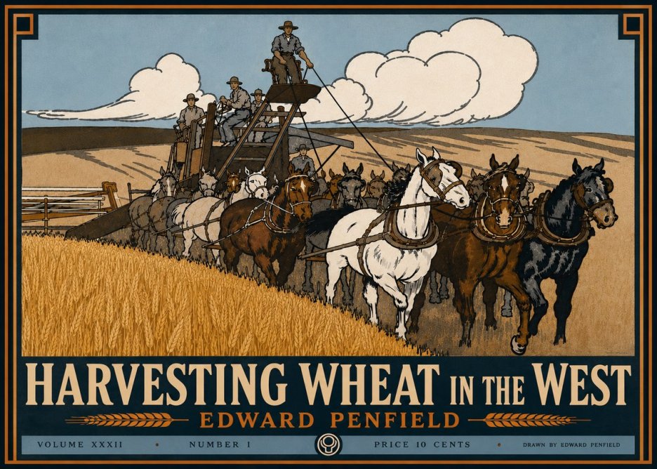 Edward Penfield Harvesting Wheat in the West No6 - Poszter