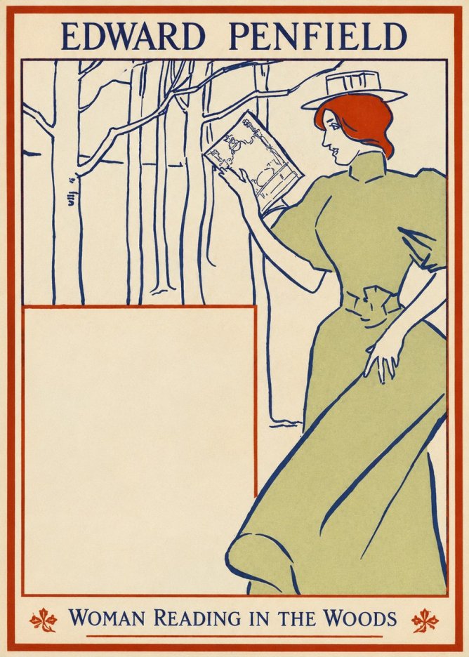 Edward Penfield Woman Reading in the Woods No1 - Poszter