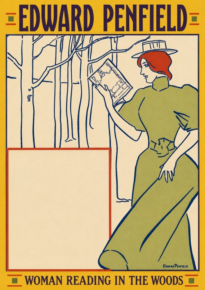 Edward Penfield Woman Reading in the Woods No3 - Poszter
