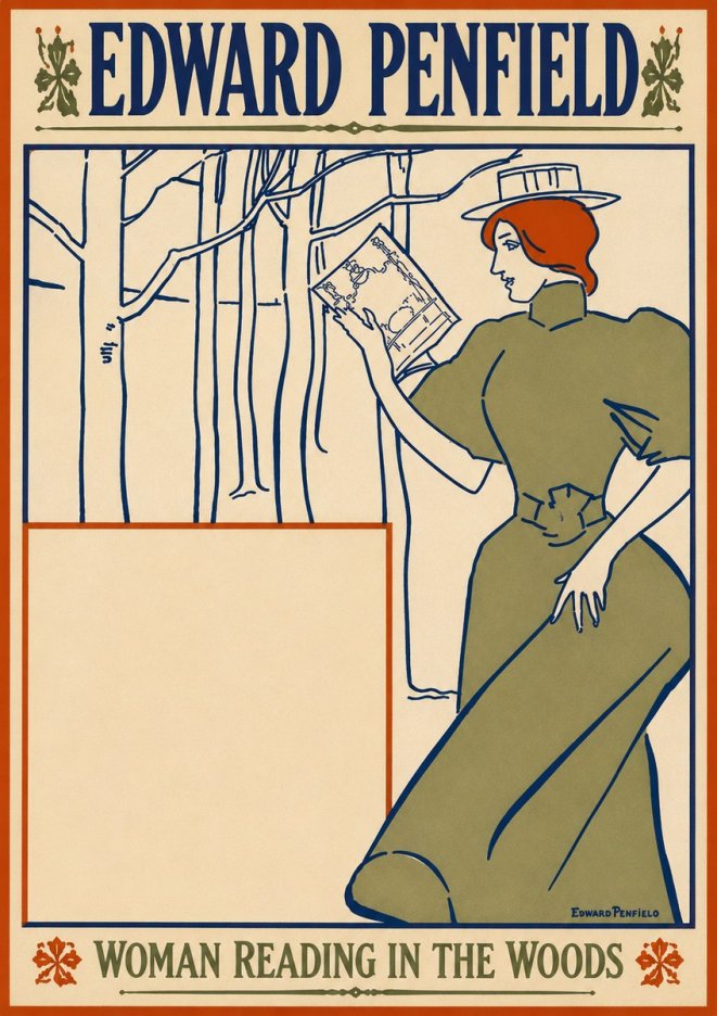 Edward Penfield Woman Reading in the Woods No5 - Poszter